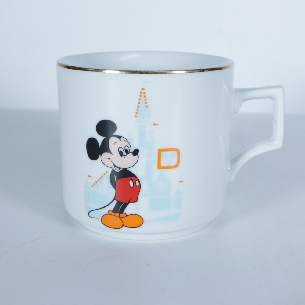 Vintage Walt Disney Mickey Mouse Gold rim cup/mug  3 1/4" high Japan